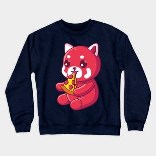 Cute red panda eating pizza Crewneck Sweatshirt